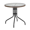 28'' Round Tempered Glass Metal Table with Dark Brown Rattan Edging - Flash Furniture