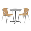 23.5'' Round Aluminum Indoor-Outdoor Table Set with 2 Beige Rattan Chairs - Flash Furniture