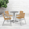 23.5'' Round Aluminum Indoor-Outdoor Table Set with 4 Beige Rattan Chairs - Flash Furniture