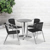 23.5'' Round Aluminum Indoor-Outdoor Table Set with 4 Black Rattan Chairs - Flash Furniture