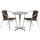 23.5'' Round Aluminum Indoor-Outdoor Table Set with 2 Dark Brown Rattan Chairs - Flash Furniture