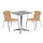23.5'' Square Aluminum Indoor-Outdoor Table Set with 2 Beige Rattan Chairs - Flash Furniture
