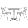 27.5'' Round Aluminum Indoor-Outdoor Table Set with 2 Slat Back Chairs - Flash Furniture