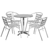 27.5'' Round Aluminum Indoor-Outdoor Table Set with 4 Slat Back Chairs - Flash Furniture