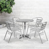 27.5'' Round Aluminum Indoor-Outdoor Table Set with 4 Slat Back Chairs - Flash Furniture