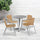 27.5'' Round Aluminum Indoor-Outdoor Table Set with 4 Beige Rattan Chairs - Flash Furniture