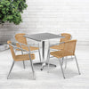 27.5'' Square Aluminum Indoor-Outdoor Table Set with 4 Beige Rattan Chairs - Flash Furniture