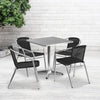 27.5'' Square Aluminum Indoor-Outdoor Table Set with 4 Black Rattan Chairs - Flash Furniture