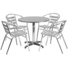 31.5'' Round Aluminum Indoor-Outdoor Table Set with 4 Slat Back Chairs - Flash Furniture