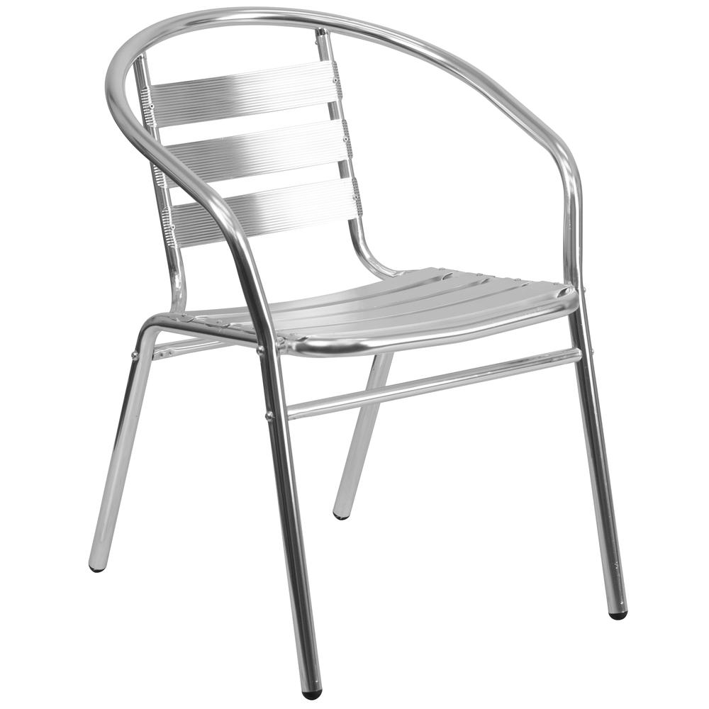 31.5'' Round Aluminum Indoor-Outdoor Table Set with 4 Slat Back Chairs - Flash Furniture
