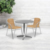 31.5'' Round Aluminum Indoor-Outdoor Table Set with 2 Beige Rattan Chairs - Flash Furniture