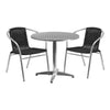 31.5'' Round Aluminum Indoor-Outdoor Table Set with 2 Black Rattan Chairs - Flash Furniture