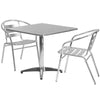 31.5'' Square Aluminum Indoor-Outdoor Table Set with 2 Slat Back Chairs - Flash Furniture