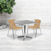 31.5'' Square Aluminum Indoor-Outdoor Table Set with 2 Beige Rattan Chairs - Flash Furniture