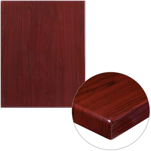 24'' x 30'' Rectangular High-Gloss Mahogany Resin Table Top with 2'' Thick Edge - Flash Furniture