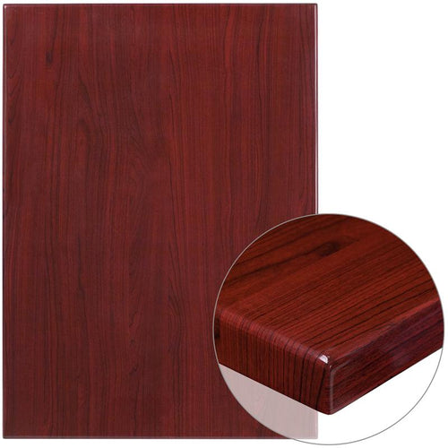 30'' x 42'' Rectangular High-Gloss Mahogany Resin Table Top with 2'' Thick Edge - Flash Furniture