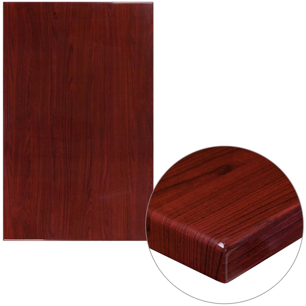 30'' x 48'' Rectangular High-Gloss Mahogany Resin Table Top with 2'' Thick Edge - Flash Furniture