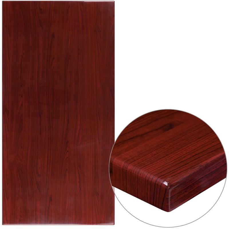 30'' x 60'' Rectangular High-Gloss Mahogany Resin Table Top with 2'' Thick Edge - Flash Furniture
