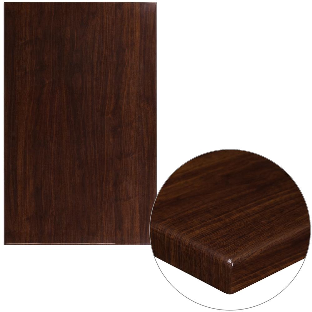30'' x 48'' Rectangular High-Gloss Walnut Resin Table Top with 2'' Thick Edge - Flash Furniture