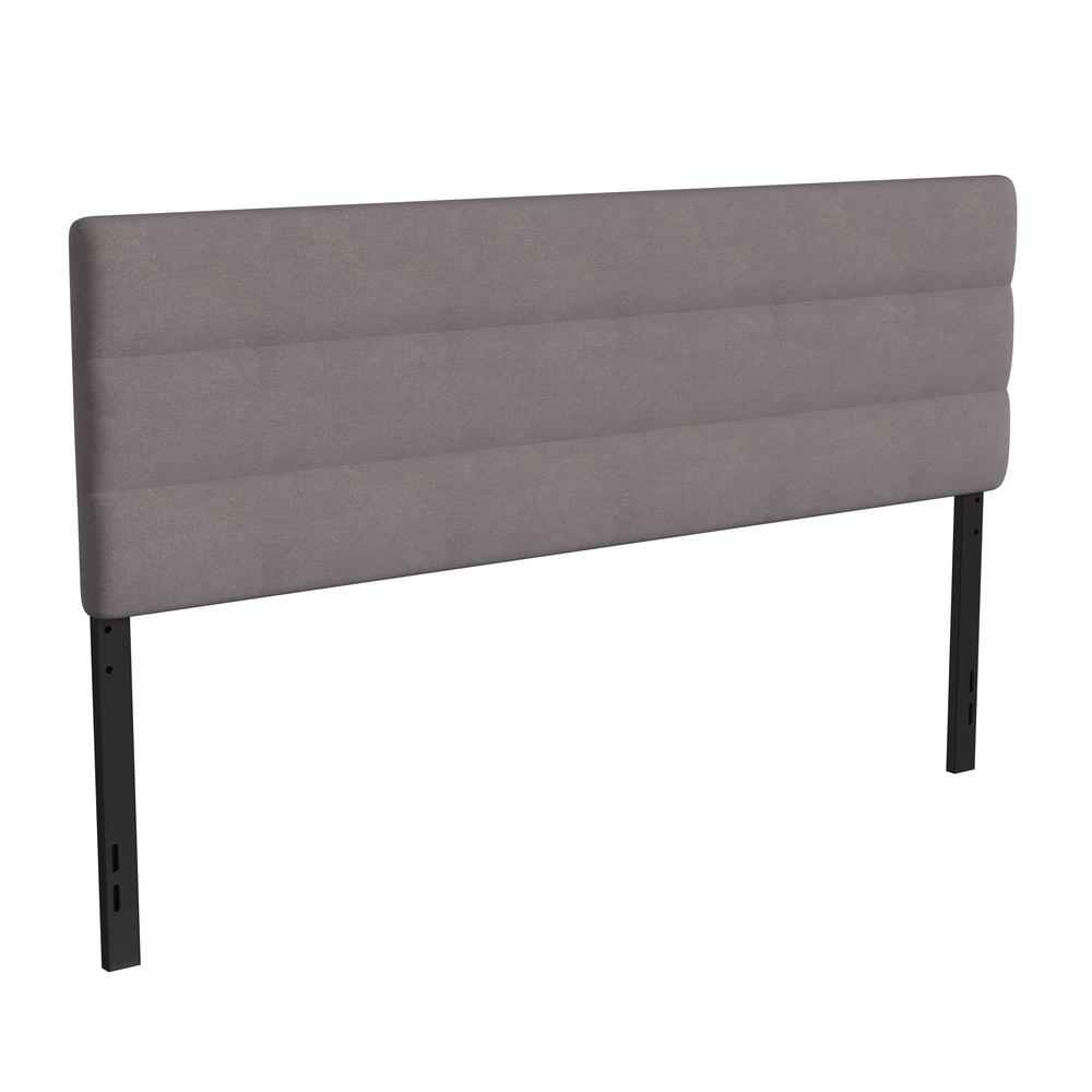 King Channel Stitched Fabric Upholstered Headboard, from 44.5'' to 57.25'' - Gray - Flash Furniture