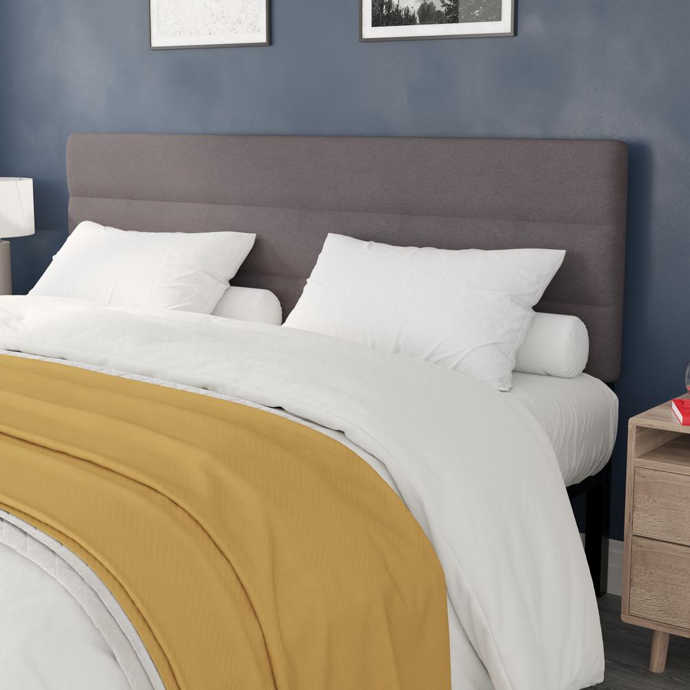 King Channel Stitched Fabric Upholstered Headboard, from 44.5'' to 57.25'' - Gray - Flash Furniture