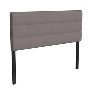 Queen Channel Stitched Fabric Upholstered Headboard, from 44.5'' to 57.25'' - Gray - Flash Furniture