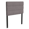 Twin Channel Stitched Fabric Upholstered Headboard, from 44.5'' to 57.25'' - Gray - Flash Furniture