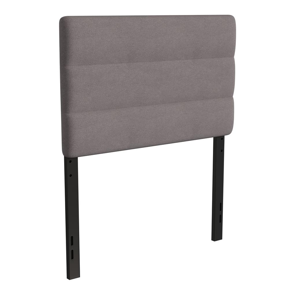 Twin Channel Stitched Fabric Upholstered Headboard, from 44.5'' to 57.25'' - Gray - Flash Furniture