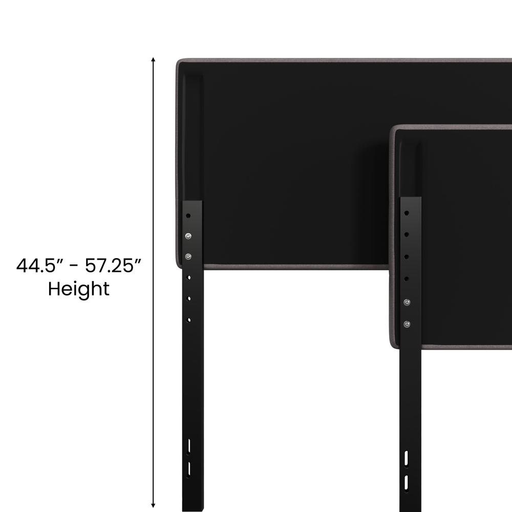 Twin Channel Stitched Fabric Upholstered Headboard, from 44.5'' to 57.25'' - Gray - Flash Furniture