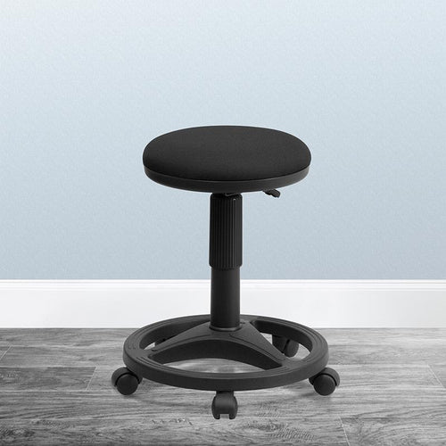 Black Ergonomic Stool with Foot Ring - Flash Furniture