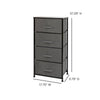 4 Drawer Wood Top BlackFrame Vertical Storage Dresser with Dark Gray Drawers - Flash Furniture