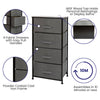 4 Drawer Wood Top BlackFrame Vertical Storage Dresser with Dark Gray Drawers - Flash Furniture