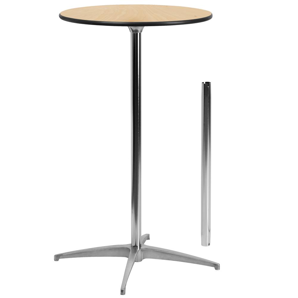 24'' Round Wood Cocktail Table with 30'' and 42'' Columns - Flash Furniture