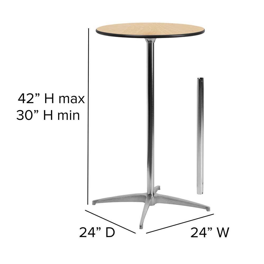 24'' Round Wood Cocktail Table with 30'' and 42'' Columns - Flash Furniture
