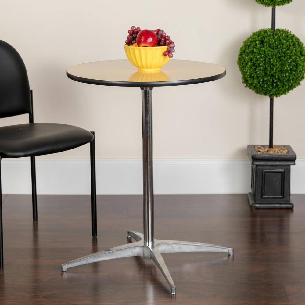 24'' Round Wood Cocktail Table with 30'' and 42'' Columns - Flash Furniture