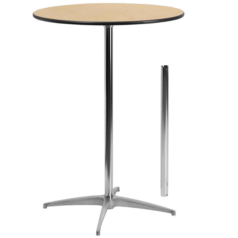 30'' Round Wood Cocktail Table with 30'' and 42'' Columns - Flash Furniture