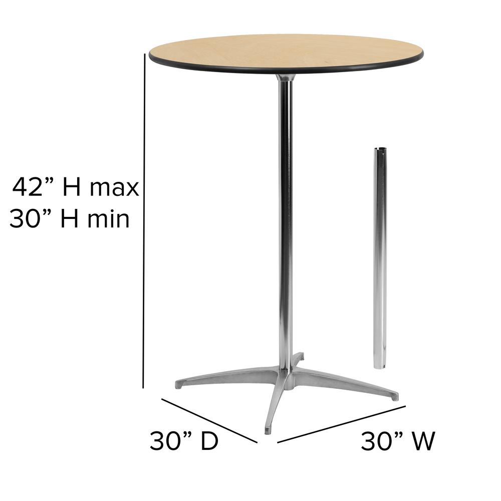 30'' Round Wood Cocktail Table with 30'' and 42'' Columns - Flash Furniture