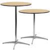 30'' Round Wood Cocktail Table with 30'' and 42'' Columns - Flash Furniture