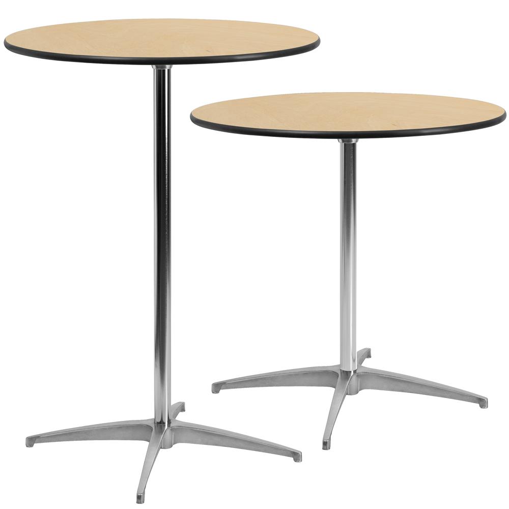 30'' Round Wood Cocktail Table with 30'' and 42'' Columns - Flash Furniture