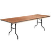 8-Foot Rectangular Wood Folding Banquet Table with Clear Coated Finished Top - Flash Furniture
