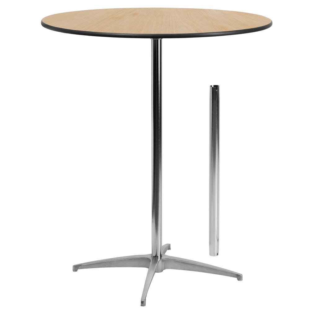 36'' Round Wood Cocktail Table with 30'' and 42'' Columns - Flash Furniture