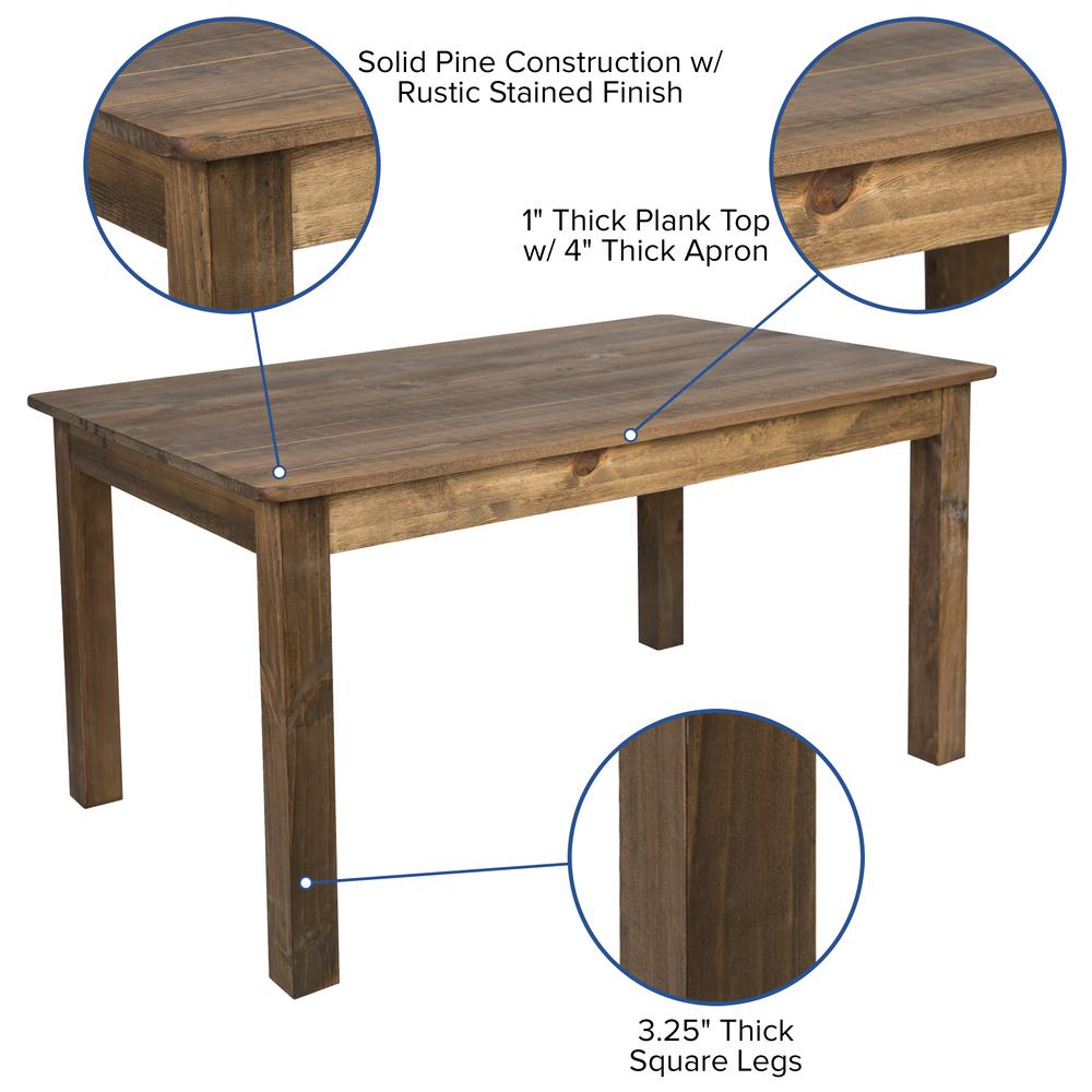 60'' x 38'' Rectangular Antique Rustic Solid Pine Farm Dining Table - Flash Furniture