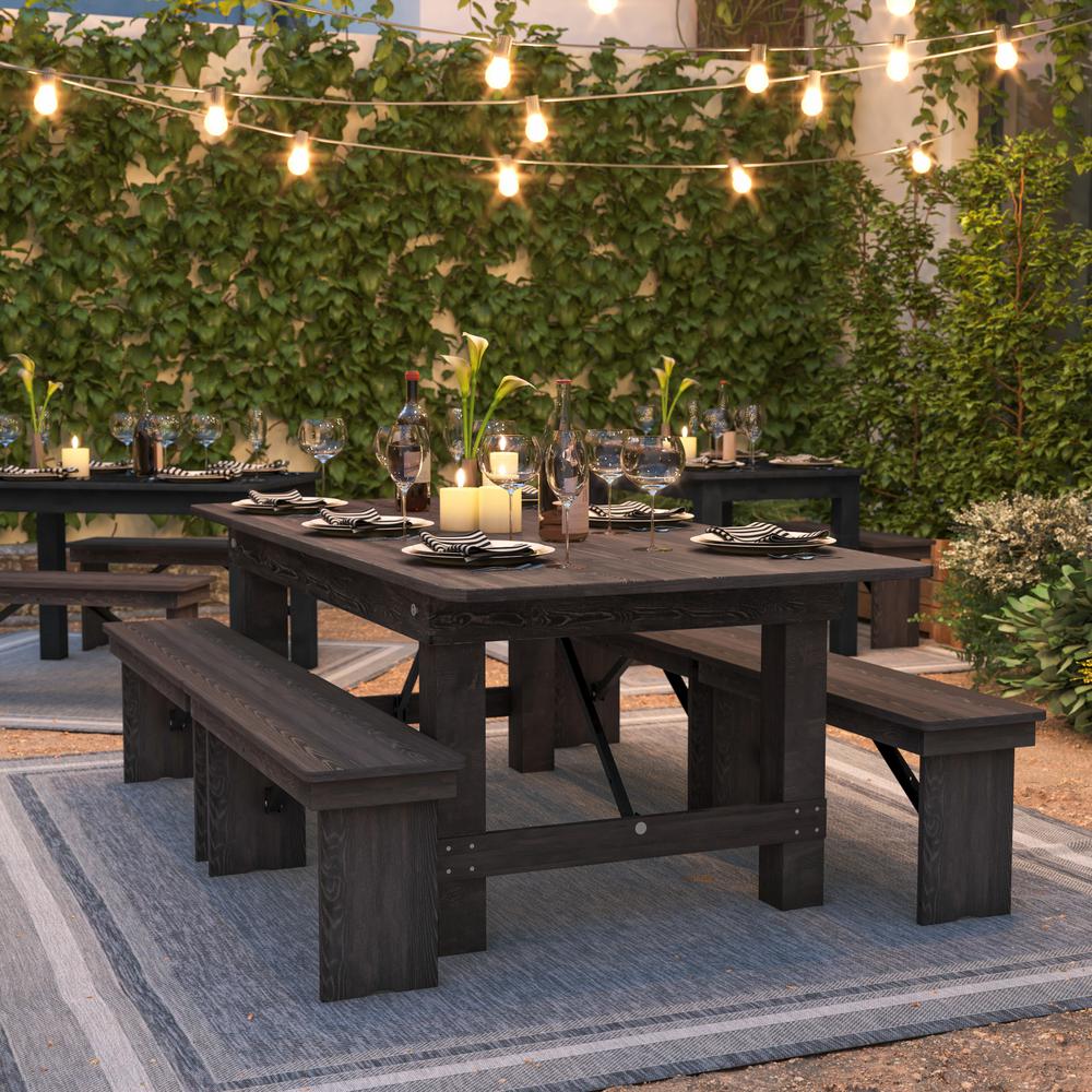 7' x 40'' Farm Style Dining Table with X-Legs for Commercial and Residential Use - Flash Furniture