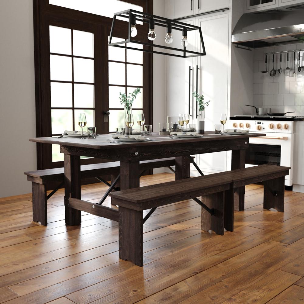 7' x 40'' Farm Style Dining Table with X-Legs for Commercial and Residential Use - Flash Furniture