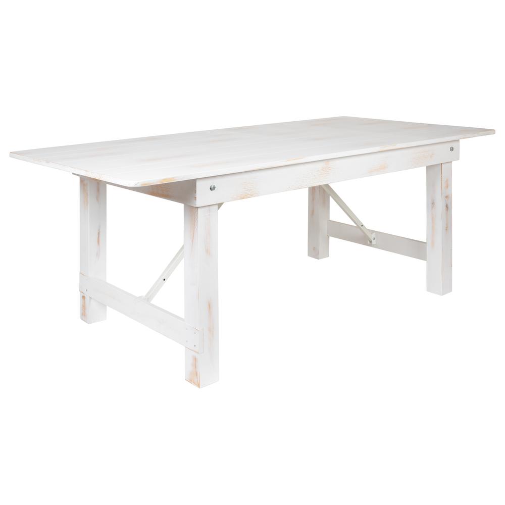 7' x 40'' Farm Style Dining Table with X-Legs for Commercial and Residential Use - Flash Furniture