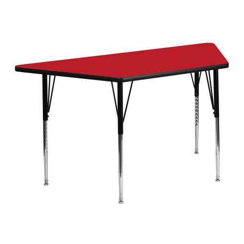 22.5''W x 45''L Trapezoid Red HP Activity Table - Standard Height Legs - Flash Furniture