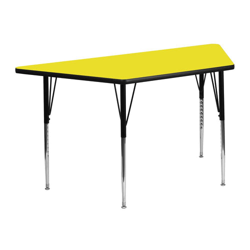 22.5''W x 45''L Trapezoid Yellow HP Activity Table - Standard Height Legs - Flash Furniture