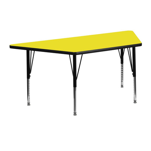 22.5''W x 45''L Trapezoid Yellow HP Activity Table - Height Short Legs - Flash Furniture