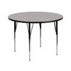 42'' Round Grey HP Laminate Activity Table - Standard Height Adjustable Legs - Flash Furniture
