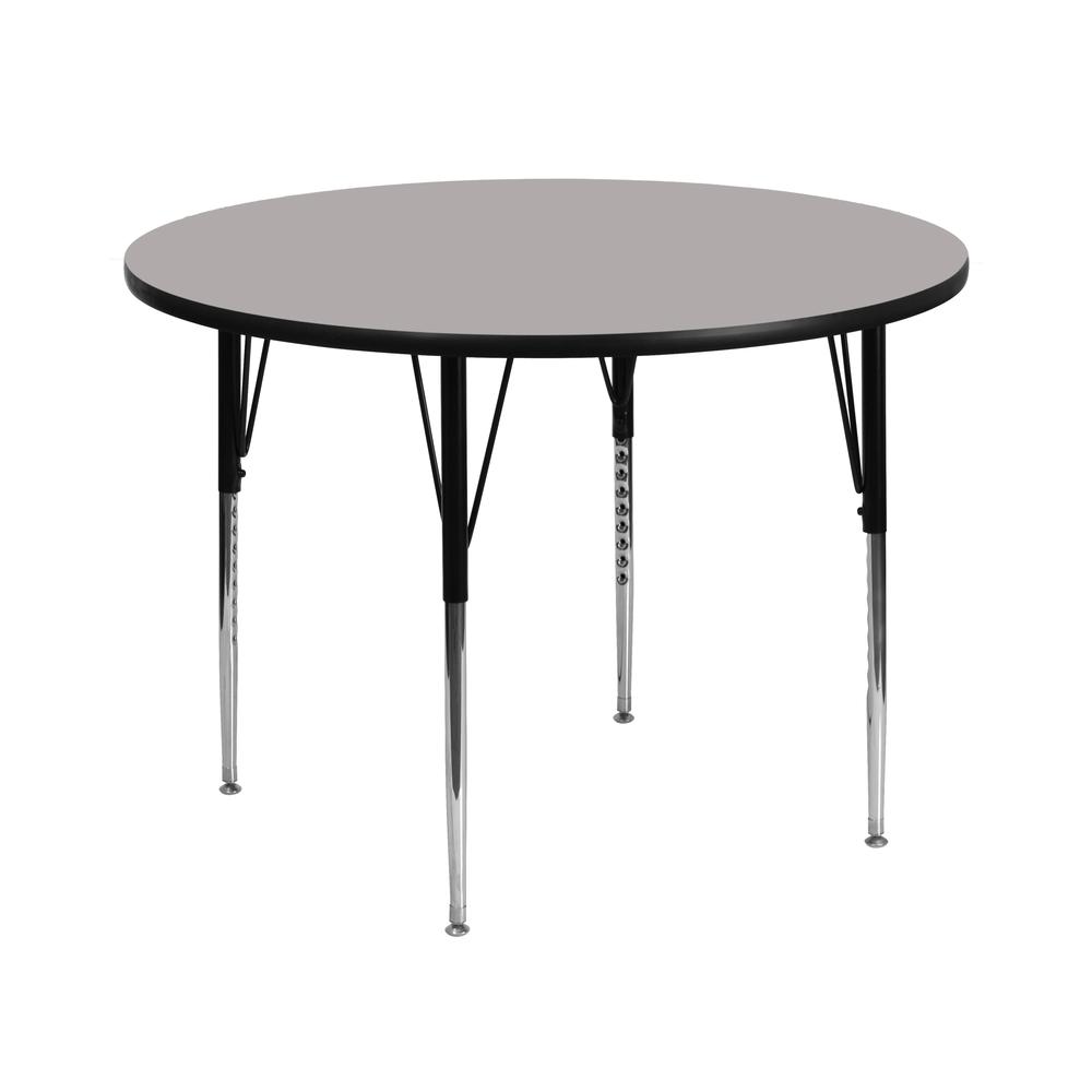 42'' Round Grey HP Laminate Activity Table - Standard Height Adjustable Legs - Flash Furniture